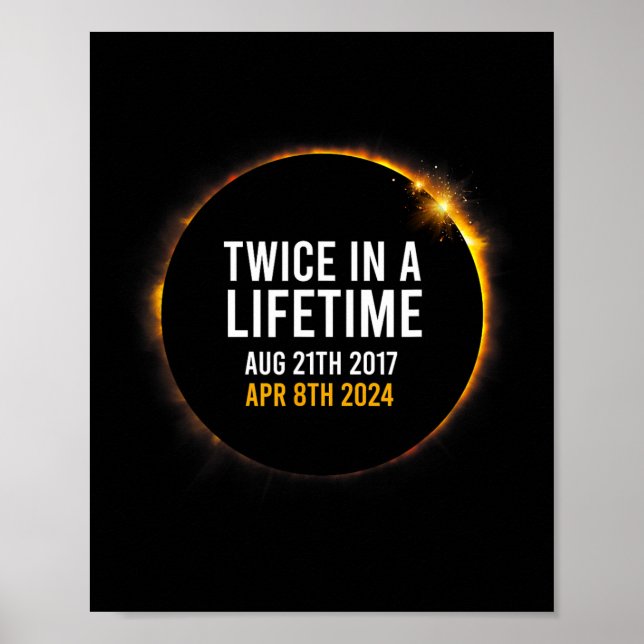 Solar Eclipse 8.04.2024 Totalität zweimal in einem Poster (Vorne)