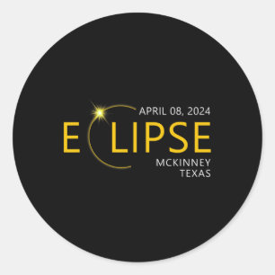 Solar Eclipse Apirl 08 2024 Mckinney Texas T Runder Aufkleber