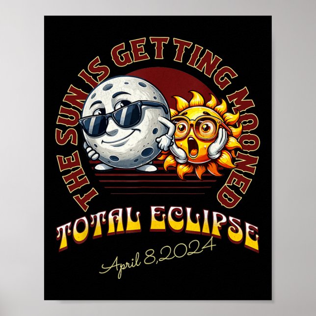 Solar Eclipse April 2024 Sun wird getaucht Poster (Vorne)