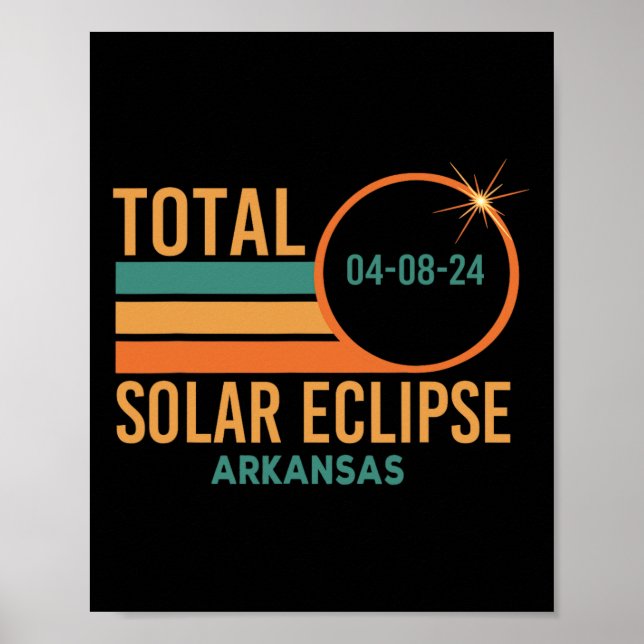 Solar Eclipse Arkansas 8. April 2024 Totalität Poster (Vorne)
