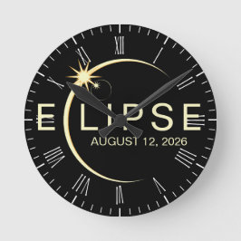 Solar Eclipse Astronomy Event 2026 Runde Wanduhr