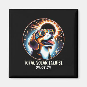 Solar-Eclipse-Beagle mit Brille Haustier 8. April  Magnet