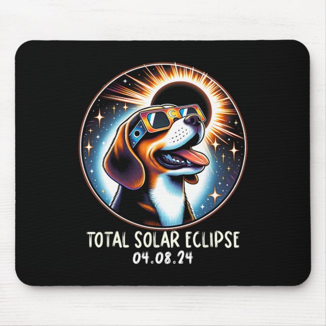 Solar-Eclipse-Beagle mit Brille Haustier 8. April  Mousepad (Vorne)