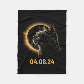Solar Eclipse Cat Solar Eclipse Brille Cat Fun Fleecedecke