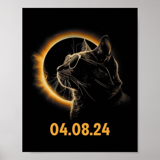 Solar Eclipse Cat Solar Eclipse Brille Cat Fun Poster (Vorne)