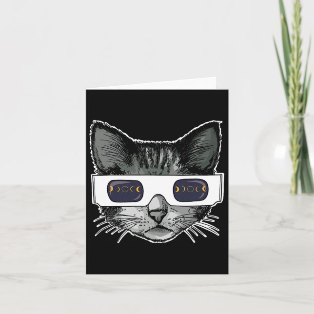 Solar Eclipse Cat Wearing Solar Eclipse Brille Karte (Vorderseite)