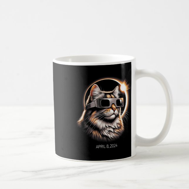 Solar Eclipse Cat Wearing Solar Eclipse Gles Kaffeetasse (Rechts)