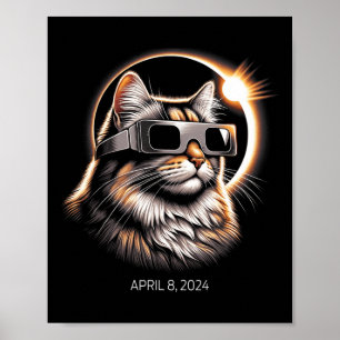 Solar Eclipse Cat Wearing Solar Eclipse Gles Poster