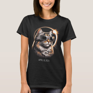 Solar Eclipse Cat Wearing Solar Eclipse Gles T-Shirt