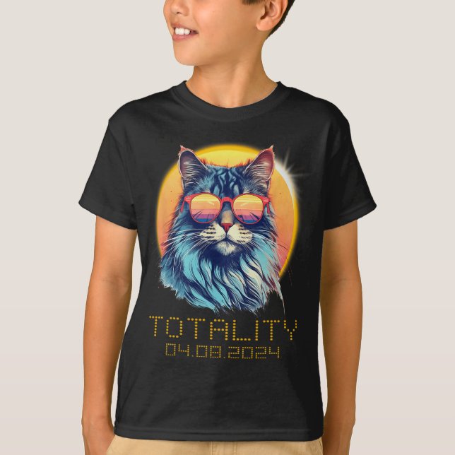 Solar Eclipse Cat Wearing Solar Eclipse Gles T-Shirt (Vorderseite)