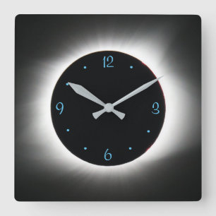Solar eclipse clock quadratische wanduhr