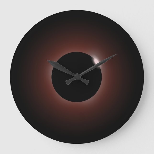 Solar Eclipse Dark Sun & Moon Große Wanduhr (Vorderseite)