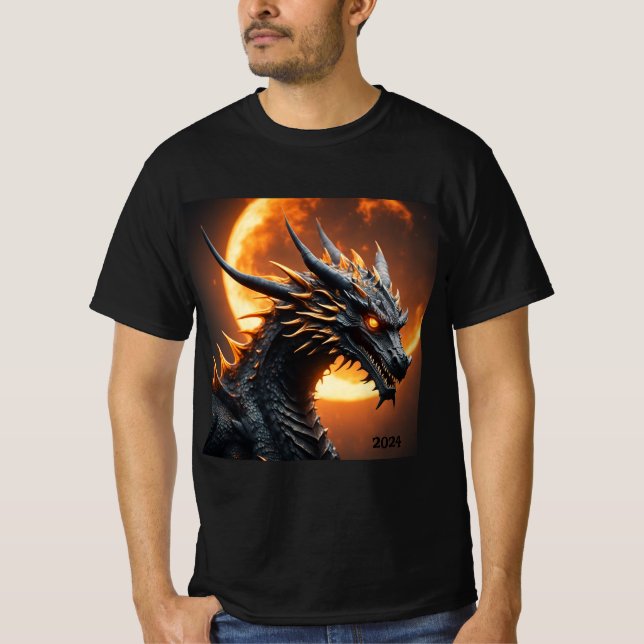 Solar Eclipse Dragon 2024 oder Name Männer hinzufü T-Shirt (Vorderseite)