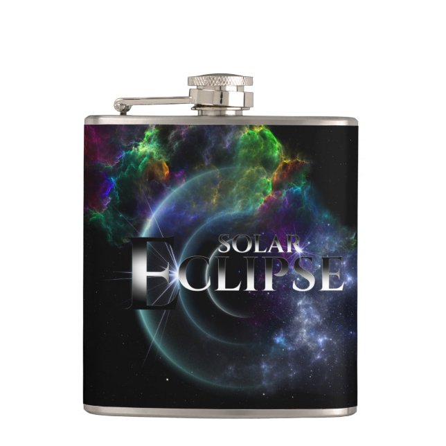 Solar Eclipse Fraktal Art Spacescape Flachmann (Vorderseite)