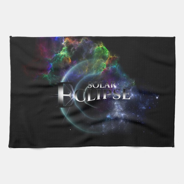 Solar Eclipse Fraktal Art Spacescape Geschirrtuch (Horizontal)