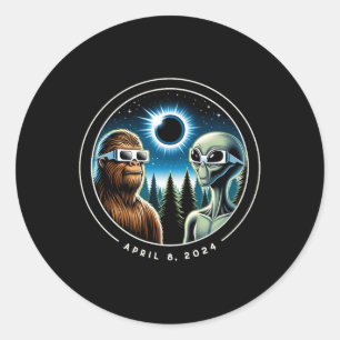 Solar Eclipse Fun Bigfoot Alien April Datum Runder Aufkleber