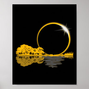 Solar Eclipse Gitarre Nature Moon Retro Stil Guita Poster
