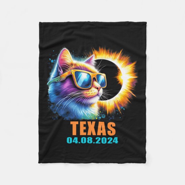 Solar-Eclipse-Gles insgesamt 2024 Cat Solar Eclips Fleecedecke (Vorderseite)