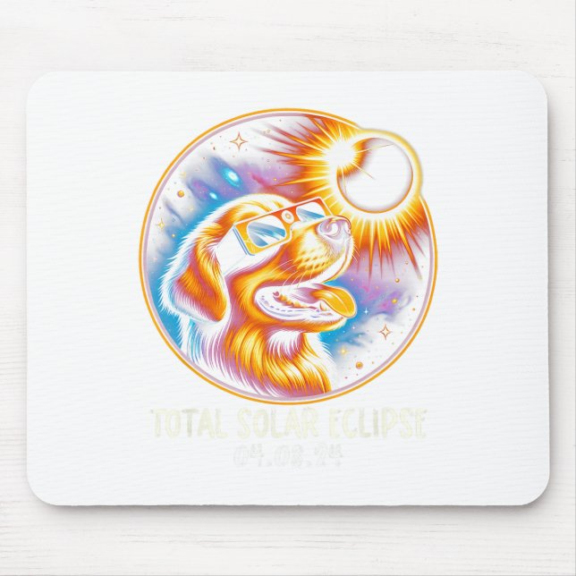 Solar Eclipse Golden Retriever Tragebrille Apr Mousepad (Vorne)