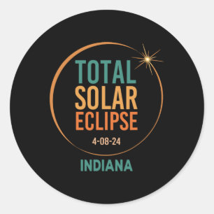 Solar Eclipse Indiana 8. April 2024 Insgesamt Runder Aufkleber