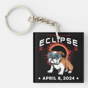 Solar Eclipse insgesamt April 2024 Bulldog-Übergab Schlüsselanhänger