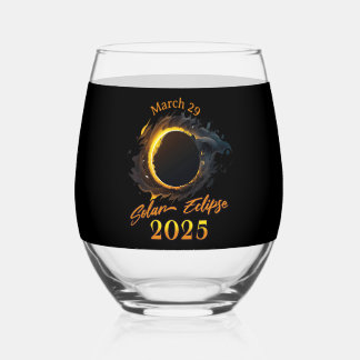 Solar Eclipse März 29 2025 Gedenkfeier Weinglas Ohne Stiel