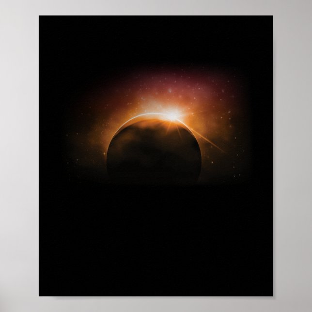 Solar Eclipse Nebula Stars Galaxy Earth Moon Poster (Vorne)