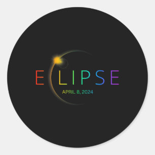 Solar-Eclipse-Regenbogen 2024 Gesamtsolaröklipse 4 Runder Aufkleber
