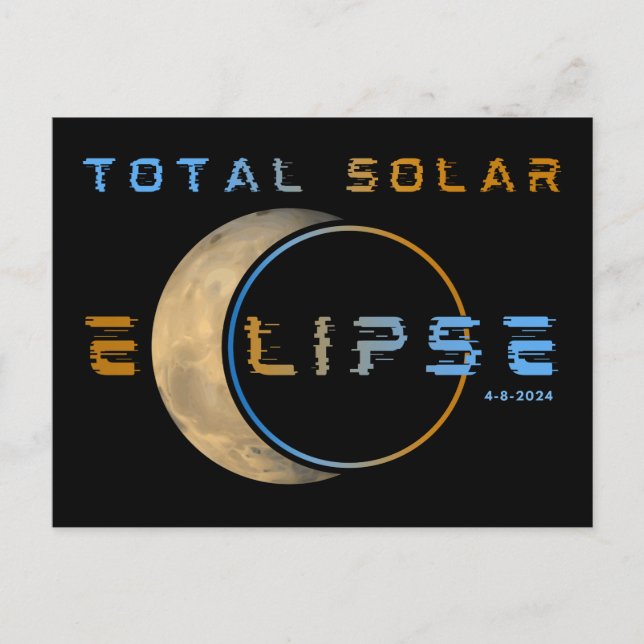 SOLAR ECLIPSE-SYSTEM INSGESAMT 8. APRIL 2024 POSTKARTE (Vorderseite)