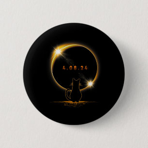 Solar Eclipse T Cat Wearing Solar Eclipse Brille Button