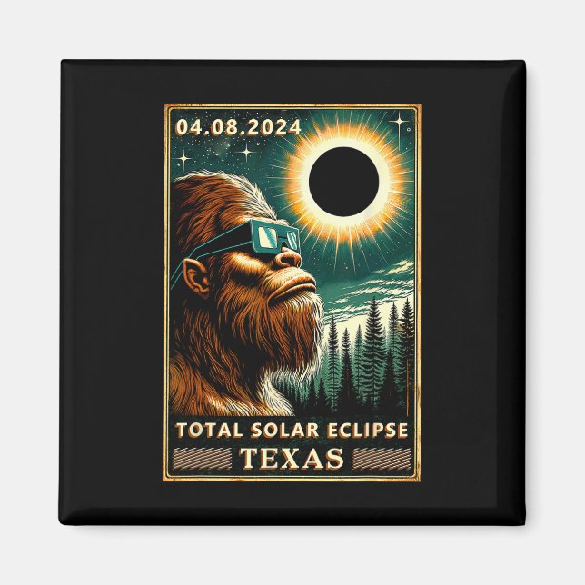 Solar Eclipse Texas 2024 Bigfoot Eclipse Gle Magnet (Vorne)