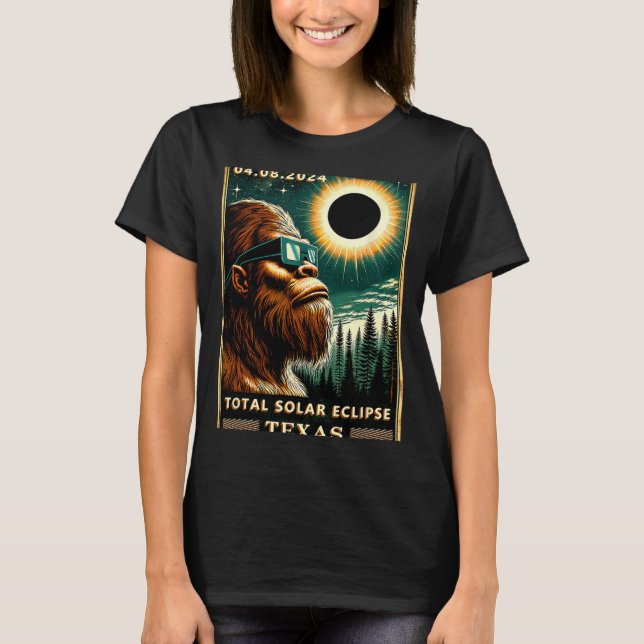 Solar Eclipse Texas 2024 Bigfoot Eclipse Gle T-Shirt (Vorderseite)