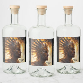 Solar Eclipse Warrior King - Set von 6 Alkoholflaschenetikett