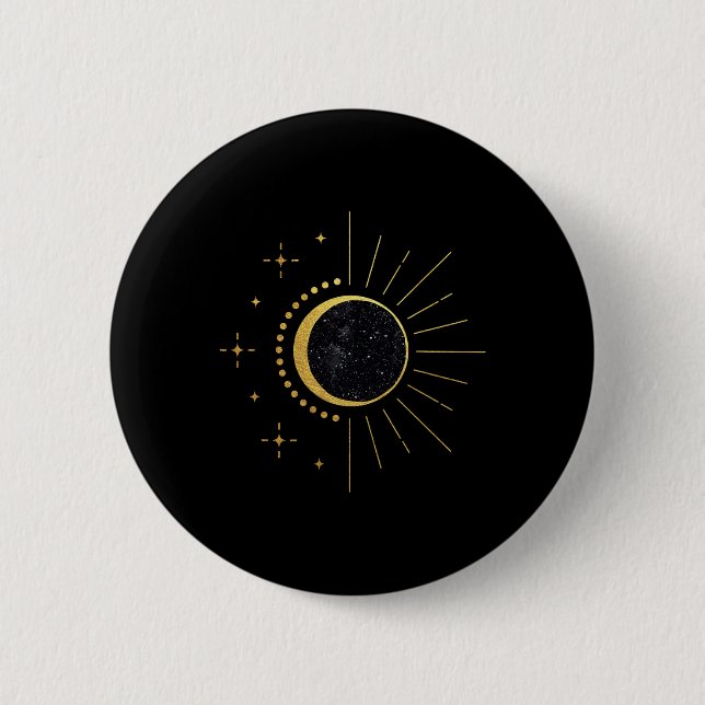 Solar-Eclipse zweimal im Leben 2024 Gesamtsolaranl Button (Vorderseite)