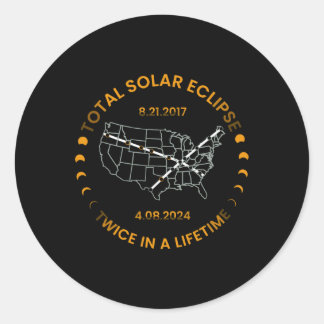 Solar-Eclipse zweimal im Leben 2024 Gesamtsolaranl Runder Aufkleber