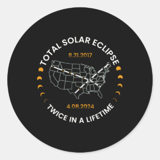 Solar-Eclipse zweimal im Leben 2024 Gesamtsolaranl Runder Aufkleber