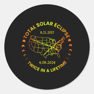 Solar-Eclipse zweimal im Leben 2024 Gesamtsolaranl Runder Aufkleber