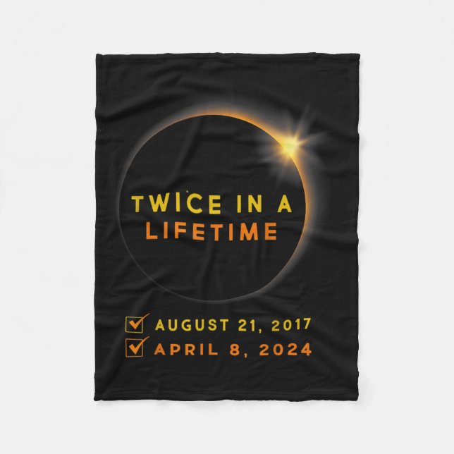 Solar-Eclipse zweimal im Leben 2024 Solar-Eclipse Fleecedecke (Vorderseite)