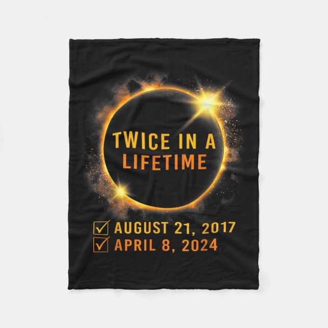 Solar-Eclipse zweimal im Leben 2024 Solar-Eclipse Fleecedecke (Vorderseite)