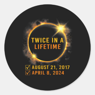Solar-Eclipse zweimal im Leben 2024 Solar-Eclipse Runder Aufkleber