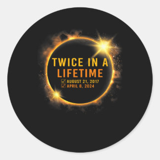 Solar-Eclipse zweimal im Leben 2024 Solar-Eclipse Runder Aufkleber