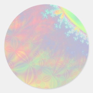 Solar Flare Fraktal. Farbenfroh Abstrakt. Runder Aufkleber