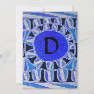 SOLAR MONOGRAM, hellblau türkis schwarz weiß Einladung
