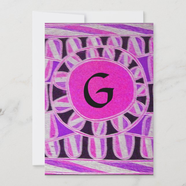 SOLAR MONOGRAM, hellrosa violett Schwarz-weiß Einladung (Vorderseite)