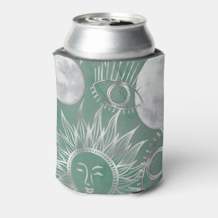 Solar Mystique Dusty Green Silver Moon Stars Sun Dosenkühler