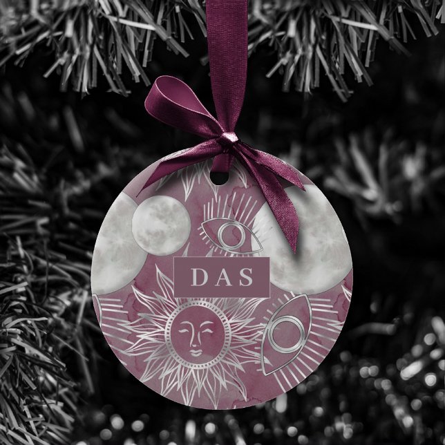 Solar Mystique | Rosa Silbermondsterne Sun Eyes Keramik Ornament (Von Creator hochgeladen)