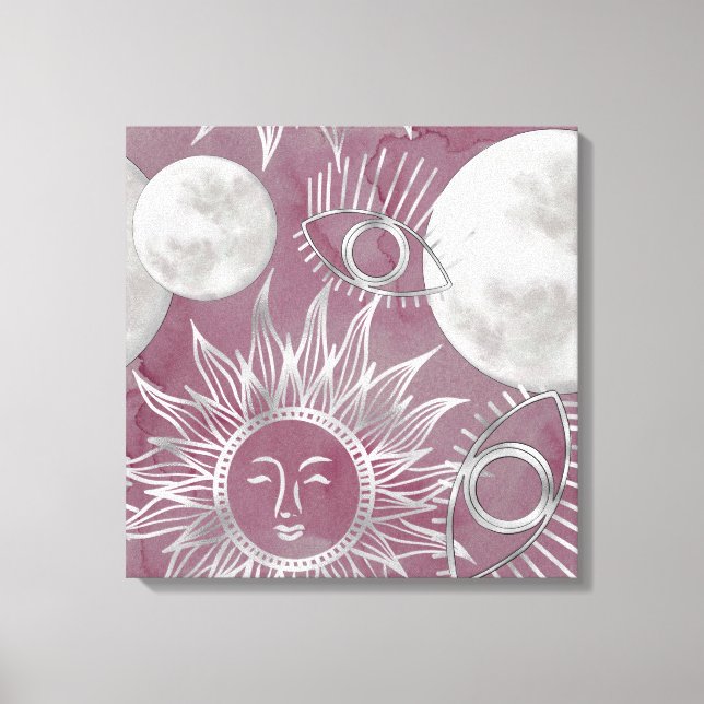 Solar Mystique | Rosa Silbermondsterne Sun Eyes Leinwanddruck (Vorderseite)