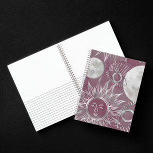 Solar Mystique   Rosa Silbermondsterne Sun Eyes Notizbuch