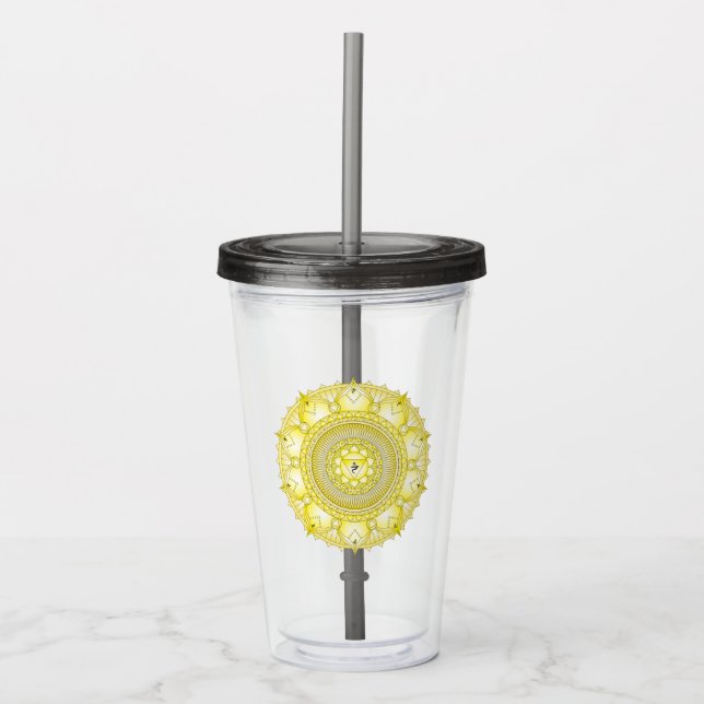 Solar Plexus Chakra Yellow Mandala Tumbler Acryltrinkbecher (Vorderseite)
