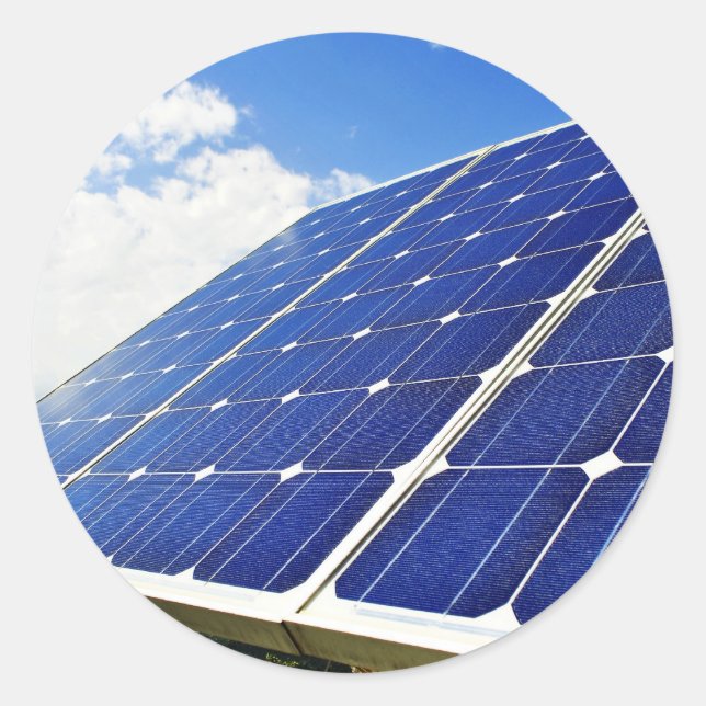 Solar-Power für grüne Energie Runder Aufkleber (Vorderseite)